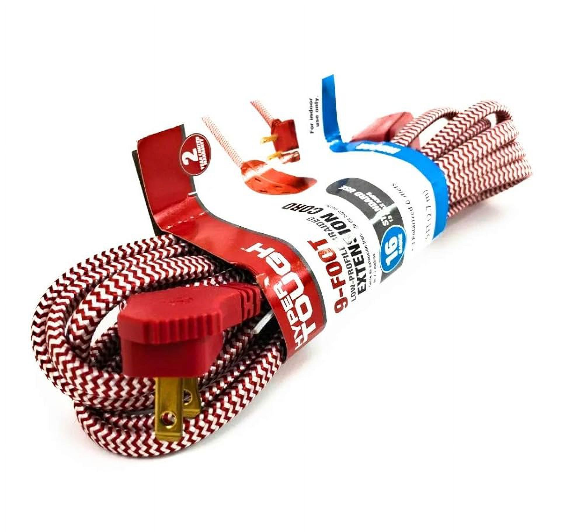 9Ft 16 Gauge Low Profile Braided Extension Cord Red And White 13 Max