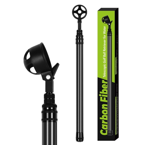 9Ft Golf Ball Retriever Telescopic, Carbon Fiber Golf Ball Picker Upper for Water, Lightweight & Durable Golf Ball Grabber with 2 Claw Sucker Tool, Golf Accessories Gifts for Men Women