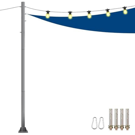 9Ft Outdoor Sun Shade Sail Pole, 3" Diameter Shade Cloth Pole Kits Heavy Duty Metal Post for Sun Shade Sail, Canopy, Backyard, Patio, Deck, Concrete, 1-Pack$$Garden & Patio