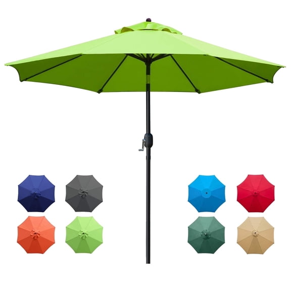 Bibana 9Ft Patio Umbrella Outdoor Table Umbrella with 8 Sturdy Ribs (Grass Green)