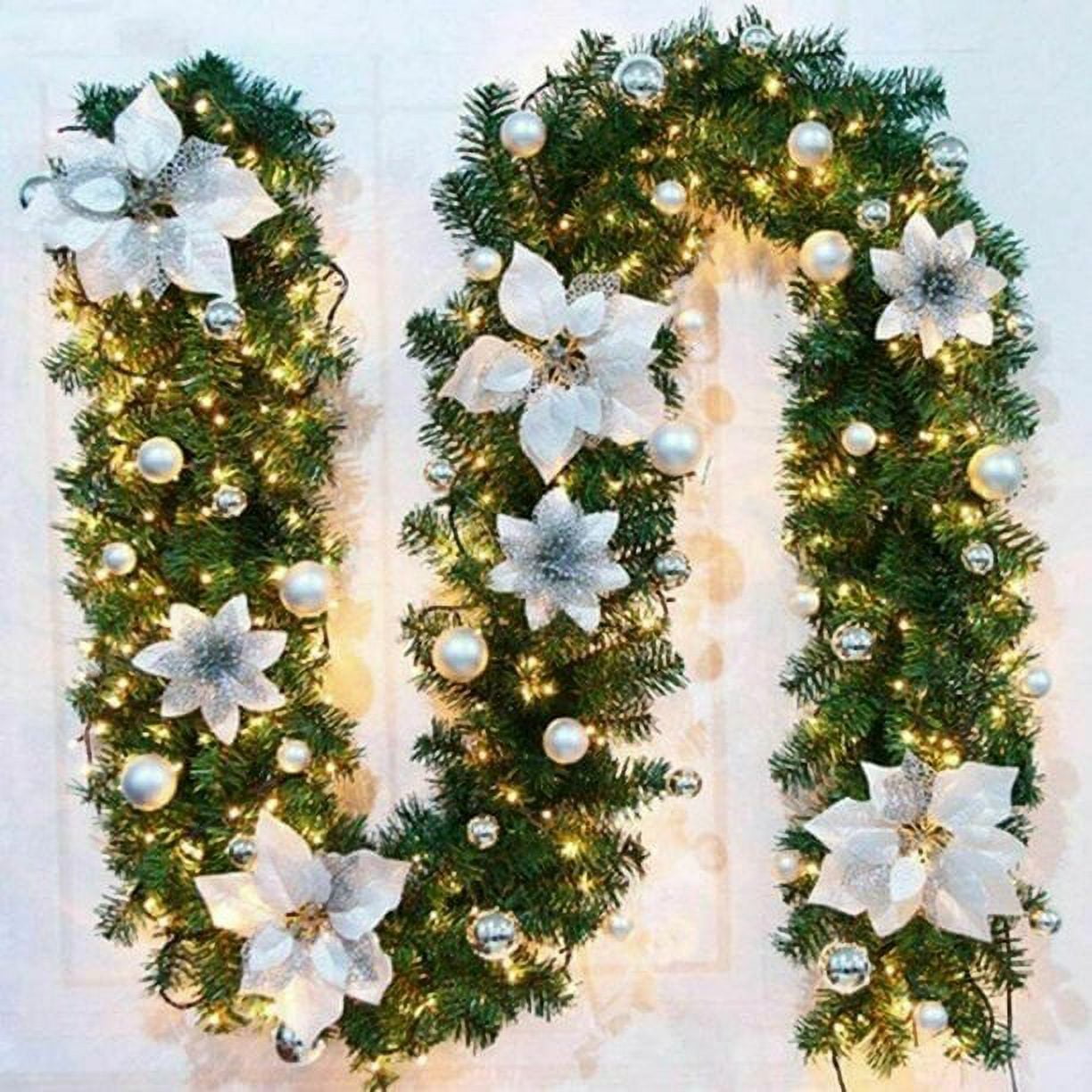 9Ft Pre-Lit Christmas Garland with LED Lights Artificial Indoor Outdoor