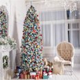 9Ft Prelit Flocked Pencil Artificial Christmas Tree Holiday Decoration