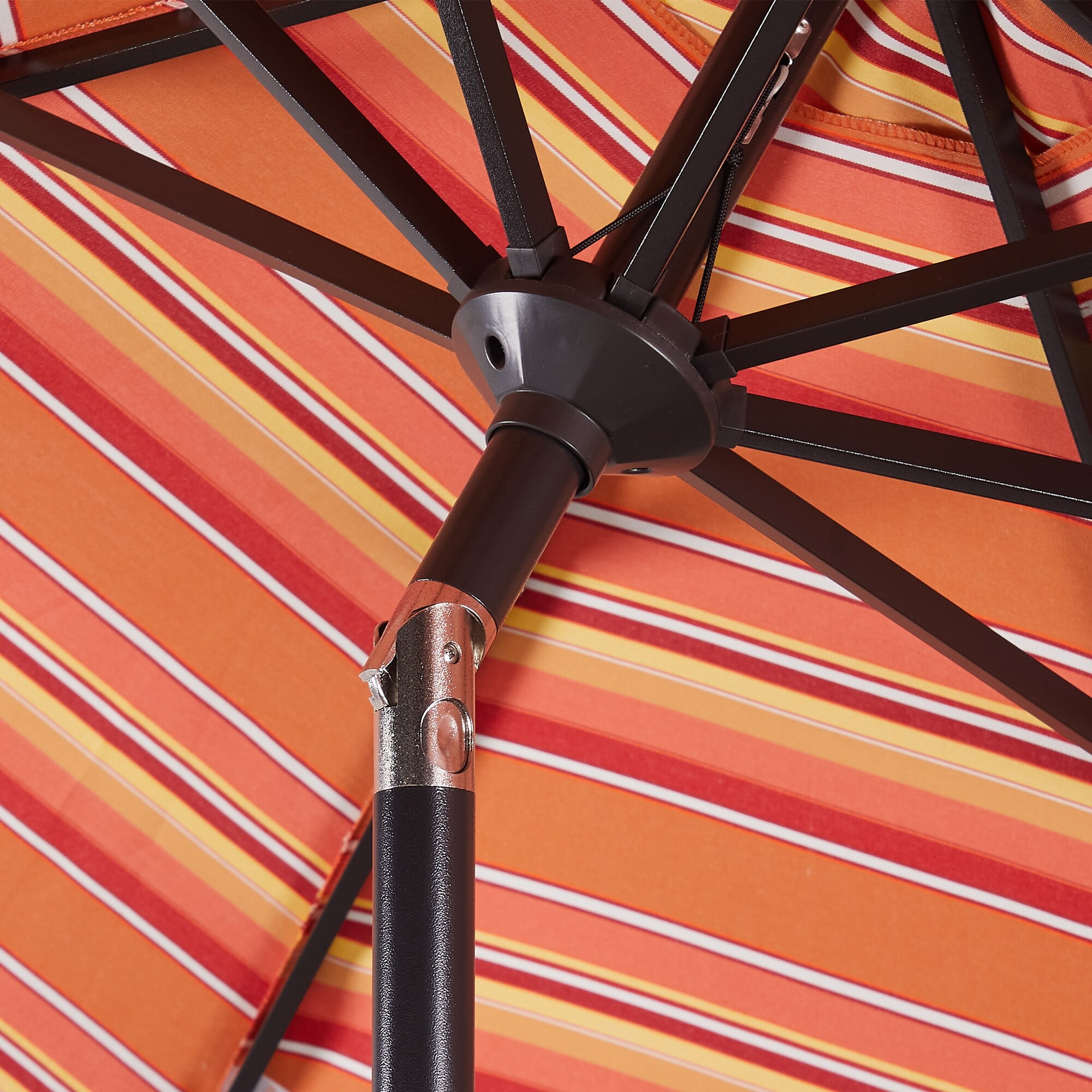 9Ft Striped Market Umbrella with Sunbrella Fabric Outdoor Umbrella