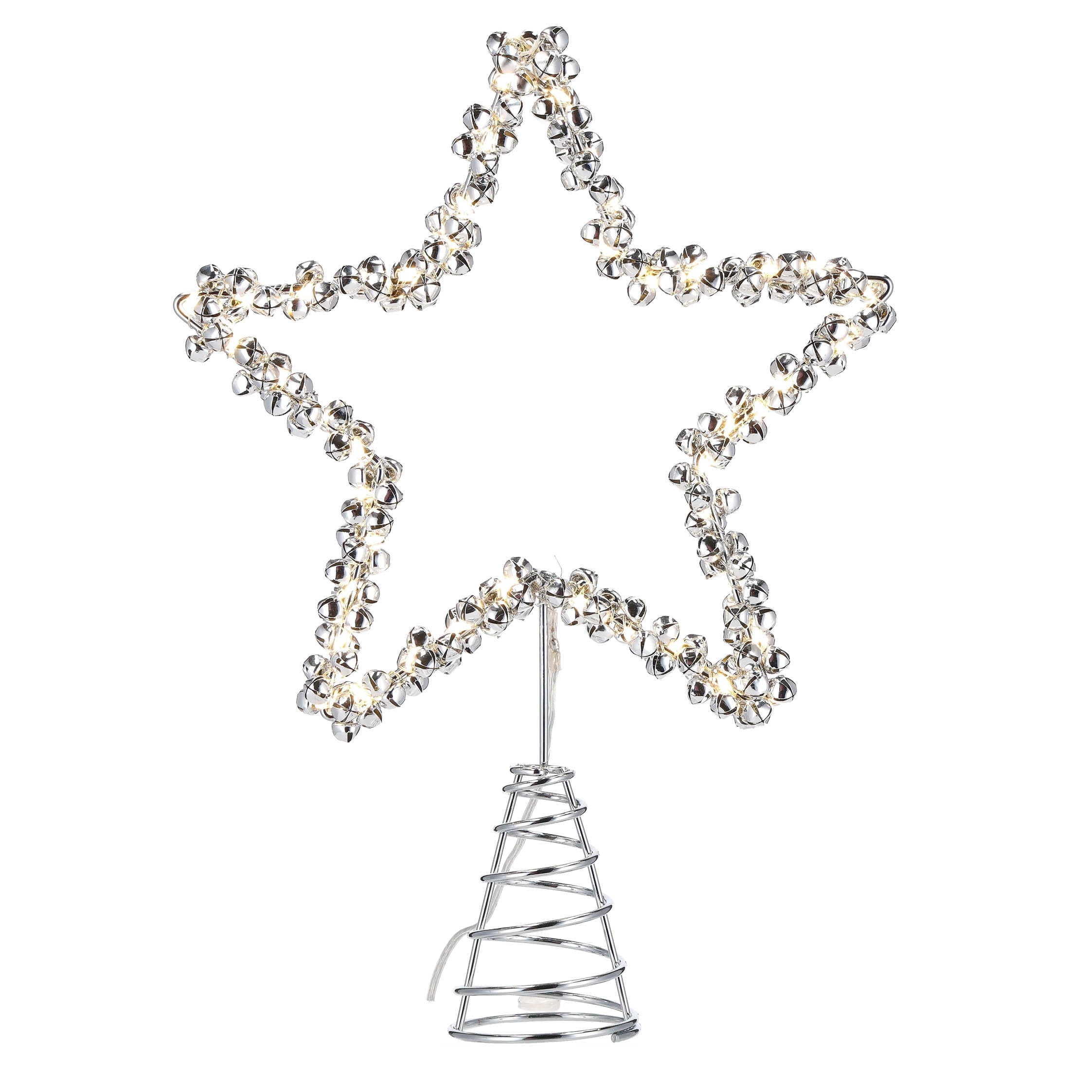 LED Star with Bells Christmas Tree Topper, Silver, 9", by Holiday Time