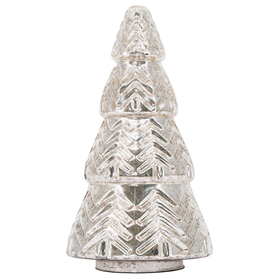 My Texas House Glass Tree Christmas Decoration, Silver, 9"
