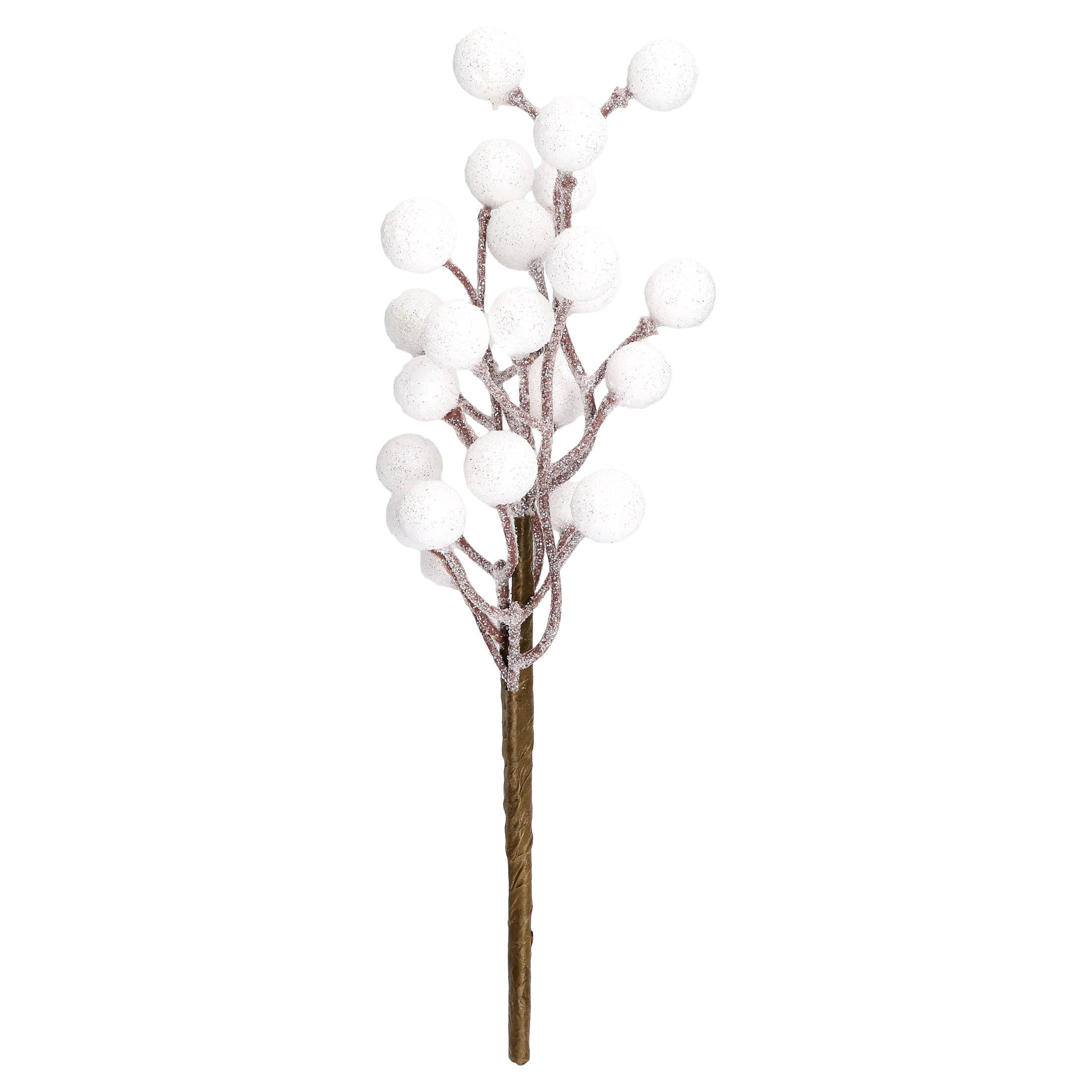 White Glitter Berry Decorative Christmas Pick, 9", by Holiday Time