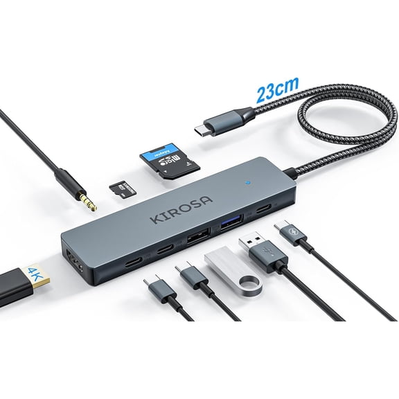 9IN1 USB C Hub Multiport Adapter for MacBook Pro Air: USB C to 4K HDMI Hub Dongle with 100W PD USB3.0 - Portable USBC Hub Compatible with Laptops and Other Type C Devices