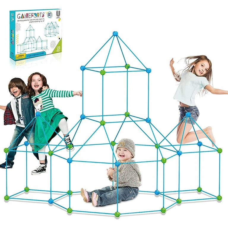 Kids Fort Building Kit , 87Pcs Building Toys for 3 4 5 6 7 Years Boys and  Girls, STEM Toys Indoor and Outdoor Crazy Fort Toys, Build an Air Fort DIY  Building, Tunnel, Tents, Playhouse 