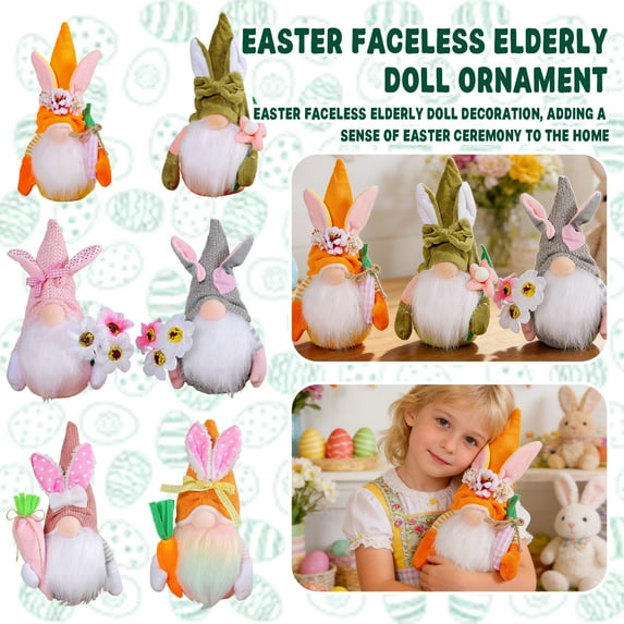 9In Easter Gnome Easter Faceless Doll Decorations, Easter Table Ornaments, Perfect Easter Holiday Decor for Indoor & Outdoor Spring Decor Easter Gifts for Home, Outdoor Courtyard Easter Decorations E