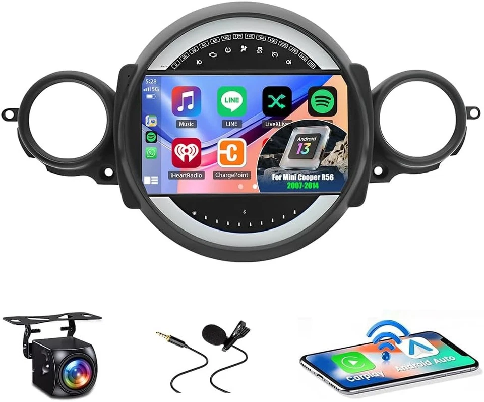 Mini R56 Android Auto Radio 9Inch Car Stereo Radio Car-play GPS Navi Compatible for Mini Cooper R56 ...
