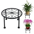 thumbnail image 1 of 9Inch Diameter High 4.7in Metal Potted Plant Stand - Rust Proof Wrought Iron Short Flower Pot Bracket Tripod Floor Dish Decorative Pot Holder (Black), 1 of 8