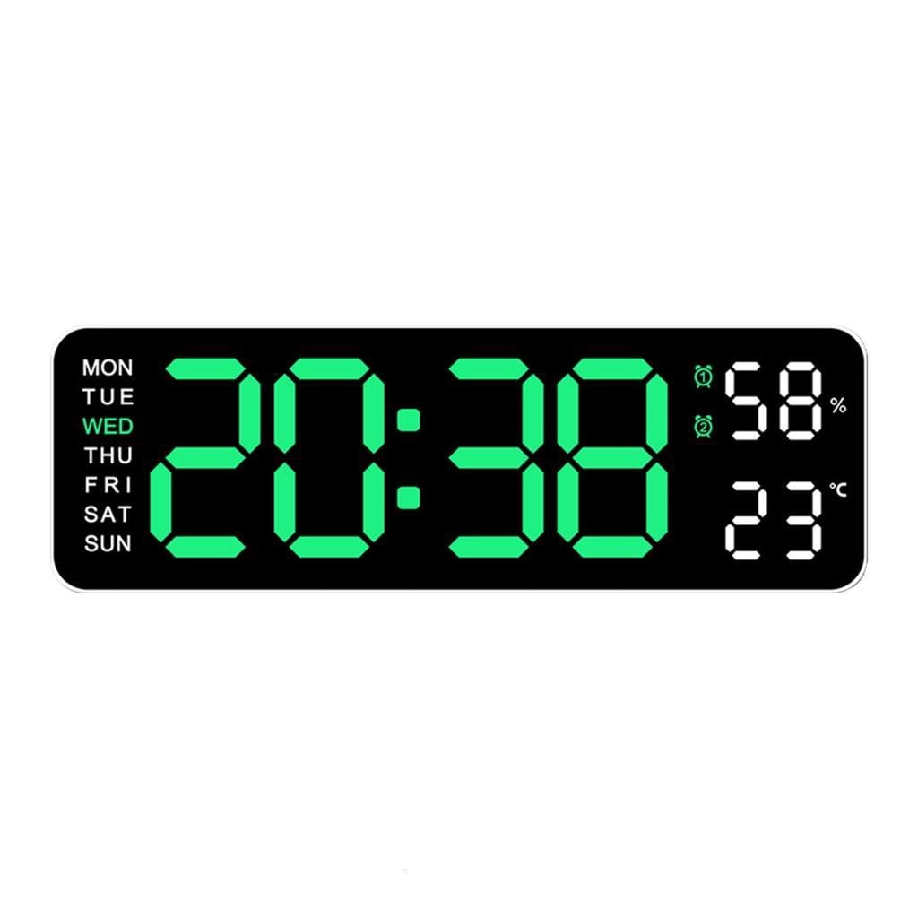 9Inch Digital Wall Clock LED Alarm Clock Large Display, 3 Brightness Adjustable with Calendar and Temperature