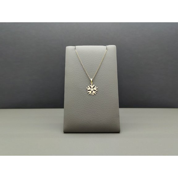 9K Gold Snowflake Charm Necklace in White Gold, Snowflake Pendant, Thin Cable Chain, Gift for Her, Winter Jewelry