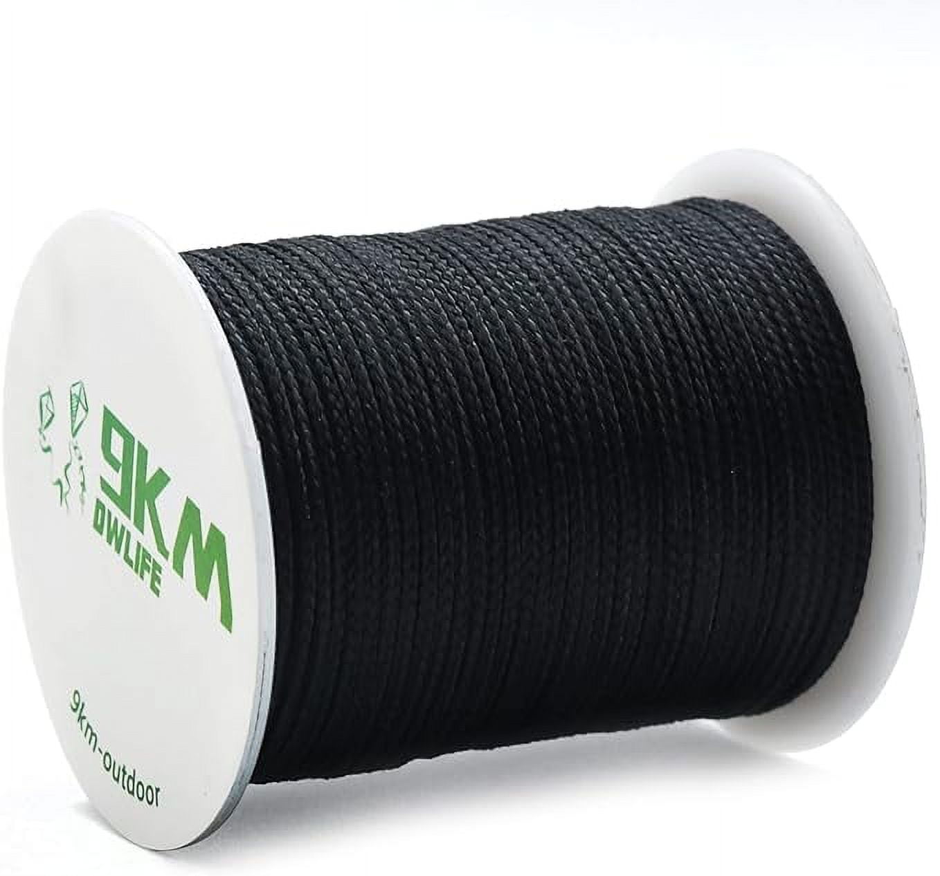 9KM DWLIFE Black Kevlar Cord, High Tensile Strength, Flame Resistant, Braided Fishing Line, Wind
