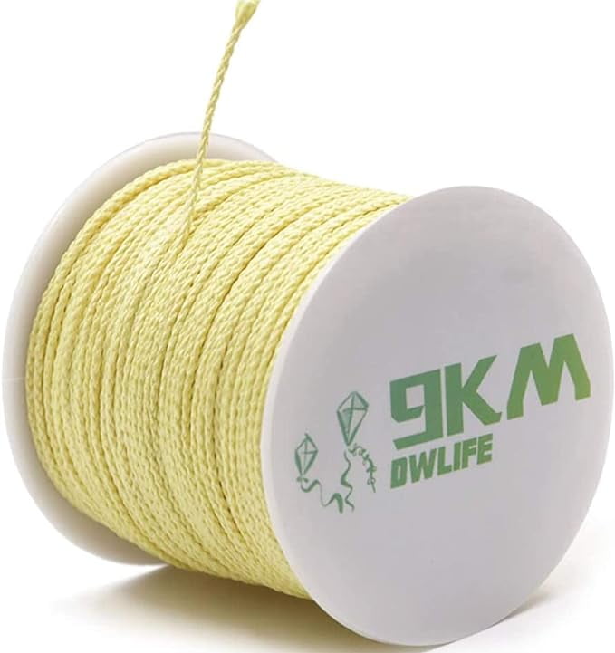9KM DWLIFE Black Braided Kevlar String 50lb~1500lb Fishing Assist Line High Strength Tensile Heat Resistant for Paracord Cord Ultralight Tactical