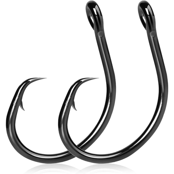 9KM DWLIFE Circle Hooks 25pcs 4X Strong Fishing Hooks – High Carbon Steel, Non-Offset Closed Eye, Wide Gap for Catfish, Striped Bass, Salmon –Circle Hooks for Saltwater & Freshwater