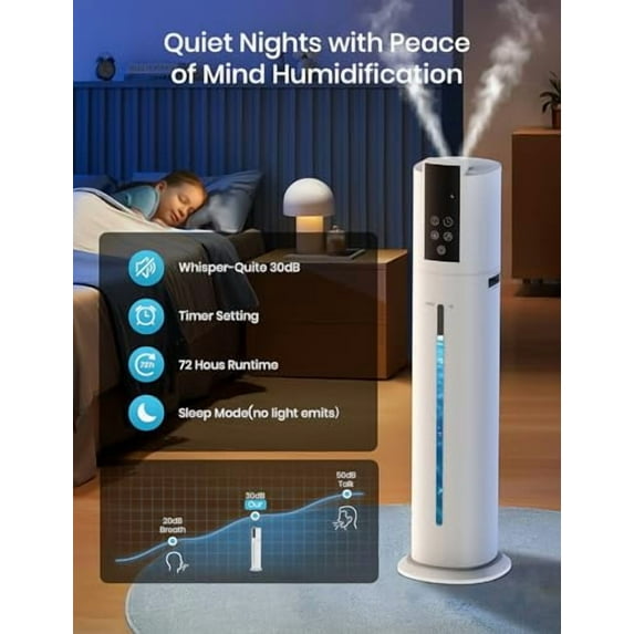 9L/2.38Gal Smart Humidifiers For Large Room,30dB Quiet Whole House Humidifier,Cover Up To 600ft² App/Remote Control,Humidifier For Bedroom,Humidifiers With Essential Oil Diffuser,12 H Timer,White