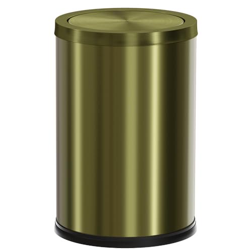 9L/2.4Gal Antique Bronze Bathroom Trash Can, Small Flip Garbage Can with Lid,Brushed,Single-Layer,Trash Bin for Laundry，Hotel，Office， Laundry Room (Bronze)