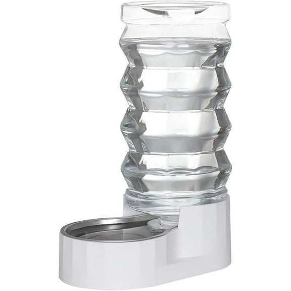 9L Automatic Pet Waterer, 100% BPA Free, Stainless Steel Gravity Feeder, Convenient Drinking Water Dispenser Designed for Dogs and Cats (White, 9L)