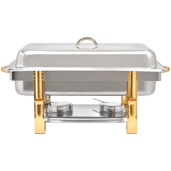 9L Chafing Dish Buffet Stainless Steel Foldable Rectangular Chafer Warmer Buffet Stove with Lid for Kitchen Party Banquet Dining