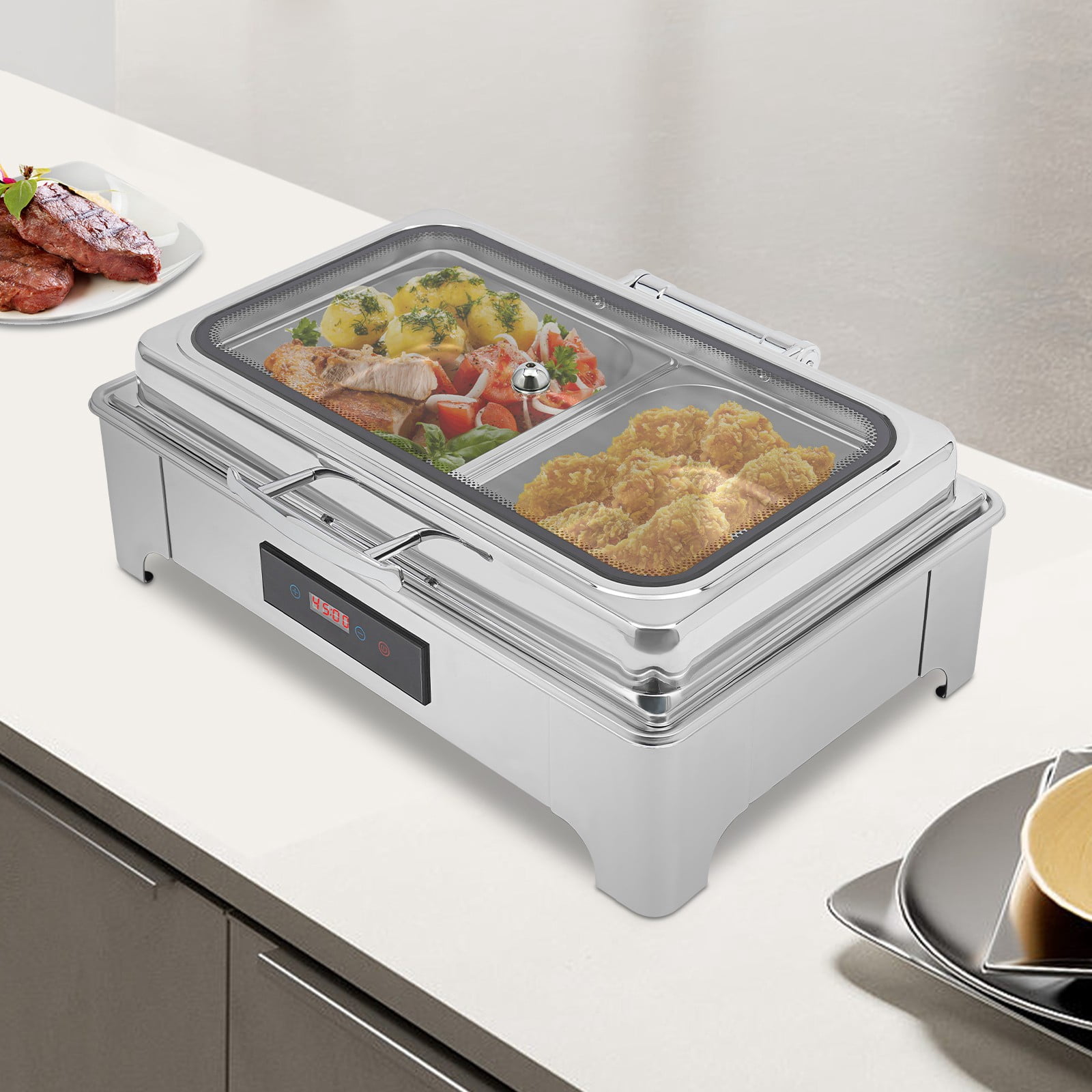 9L Electric Chafing Dish Stainless Steel Food Warmer 400W Touch Control ...