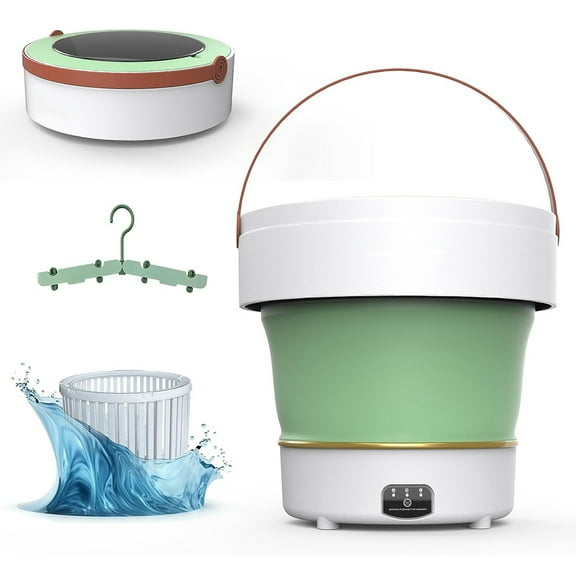 9L Foldable Mini Washing Machine,Portable Washing Machine With Draining Basket, 3-modes Of Washing-Underwear,Socks,Pet Clothes,Suitable For Home&Travel(Green)