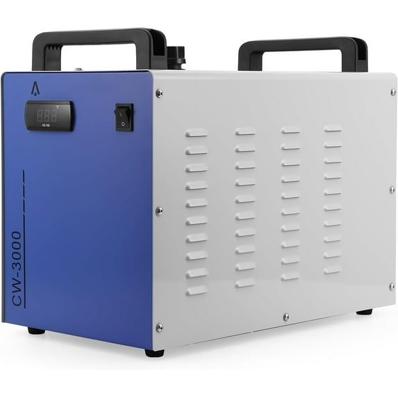 9L Industrial Water Chiller, 2.6gpm Water Cooling System CW-3000 Water Cooling Chiller for 40-80W CO2 Laser Engraving & Cutting Machine, Thermolysis Type 50W/℃