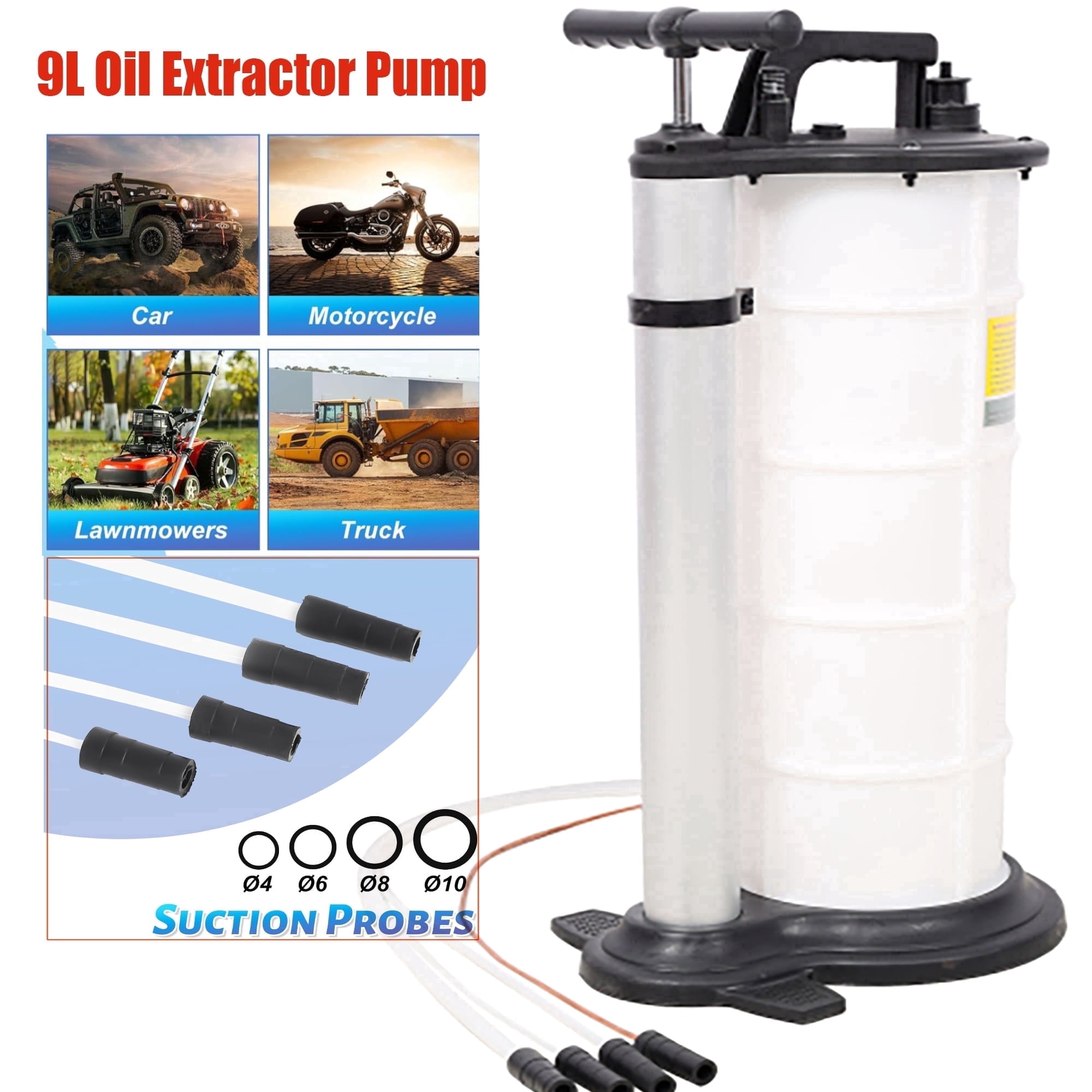 9L Manual Fluid Oil Extractor Pump for Oil Change ,Automotive Vacuum Fluids Evacuator,2.3 Gallon Vacuum Reservoir