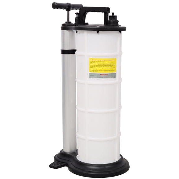9L Manual Oil Extractor Pump for Automotive Fluids, Vacuum Fluid Evacuator for Engine Oil and Transmission Fluid, White+Black Plastic Oil Changer for Cars and Boats