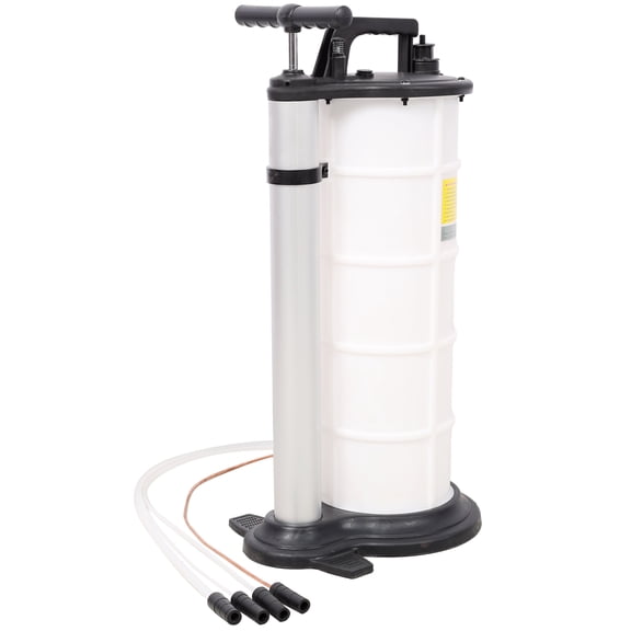 9L Manual Oil Extractor Pump for Automotive Fluids - White+Black Plastic Fluid Evacuator for Engine, Transmission, Brake Fluid Removal