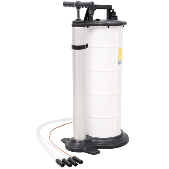9L Manual Oil Extractor Pump for Automotive Fluids - White+Black Plastic Fluid Evacuator for Engine, Transmission, Brake Fluid Removal