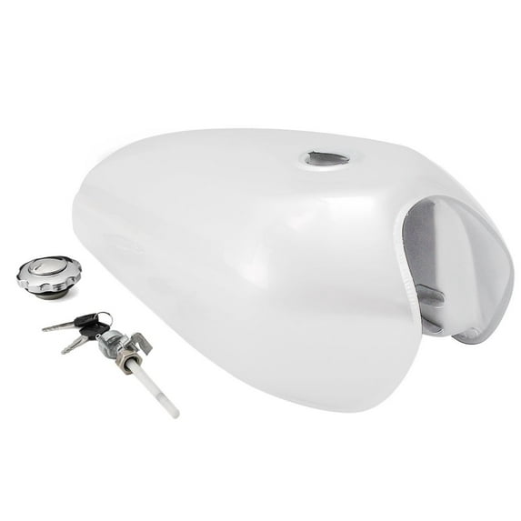 9L Motorcycle Cafe Racer Vintage Fuel Gas Tank With Tap Fit For Honda CG125 (White)