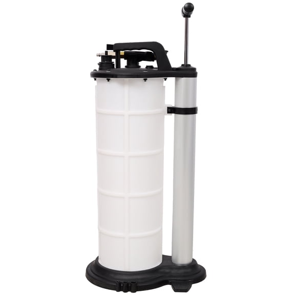 9L Pneumatic Manual Oil Extractor Pump, Dual-Mode Fluid Evacuator for Engine Oil Brake Fluid Transmission, White Black Plastic Automotive Vacuum Extractor for Cars Motorcycles Boats