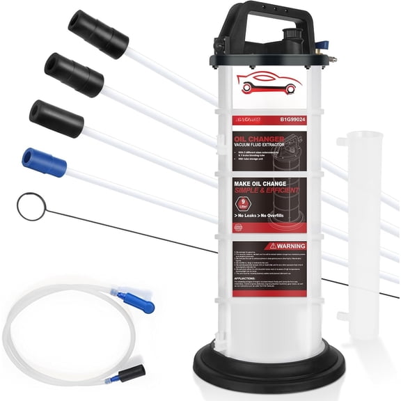 9L Pneumatic Oil Pump, Vacuum Fluid for Automotive Engine Oil Change Large Capacity 2.4 Gallon for Boat Marine Jetski ect.