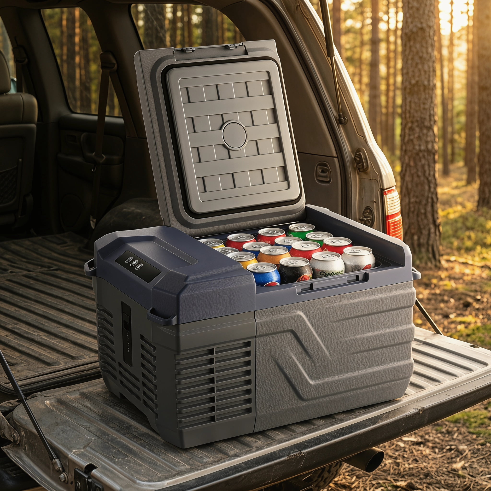 9L Portable 12V Car Refrigerator, Compressor Cooler with Bluetooth Control, LED Screen, ECO/Max Modes for Camping, Travel & RV