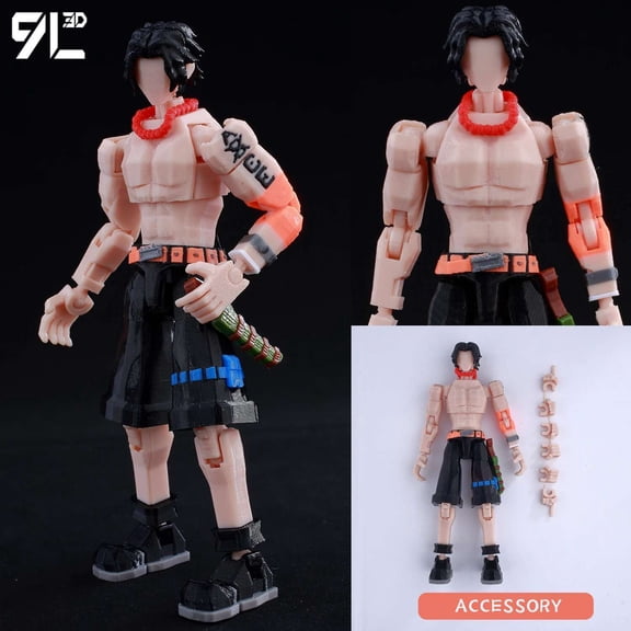 9L3D Printed Anime Characters Lucky 13 Zoro Dummy Action Figures Monkey D.Luffy Multi-Jointed Movable Shapeshift Mannequin Toys