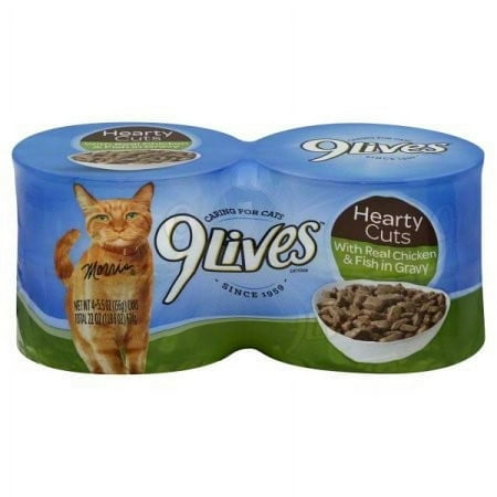 9Lives Hearty Cuts with Real Chicken & Fish in Gravy Wet Cat Food, 5.5 oz. Can, 4 Count
