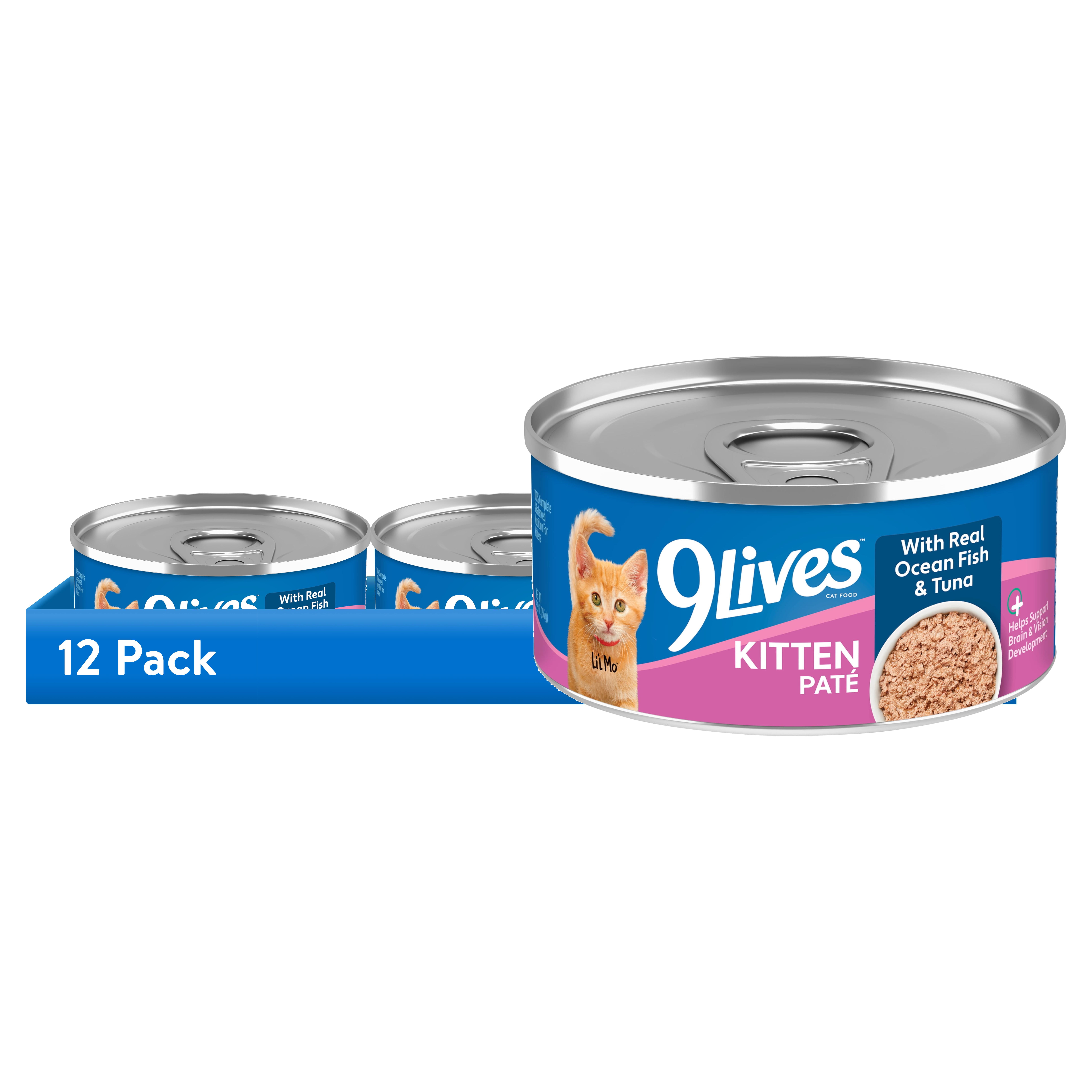 (12 pack) 9Lives Kitten Paté Cat Food with Real Ocean Fish and Tuna, 5.5 oz