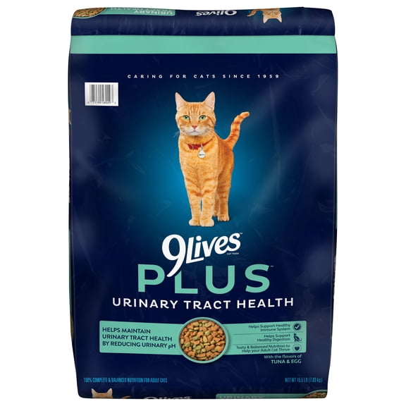 9Lives PLUS Urinary Tract Health Dry Cat Food, 15.5 lb. Bag