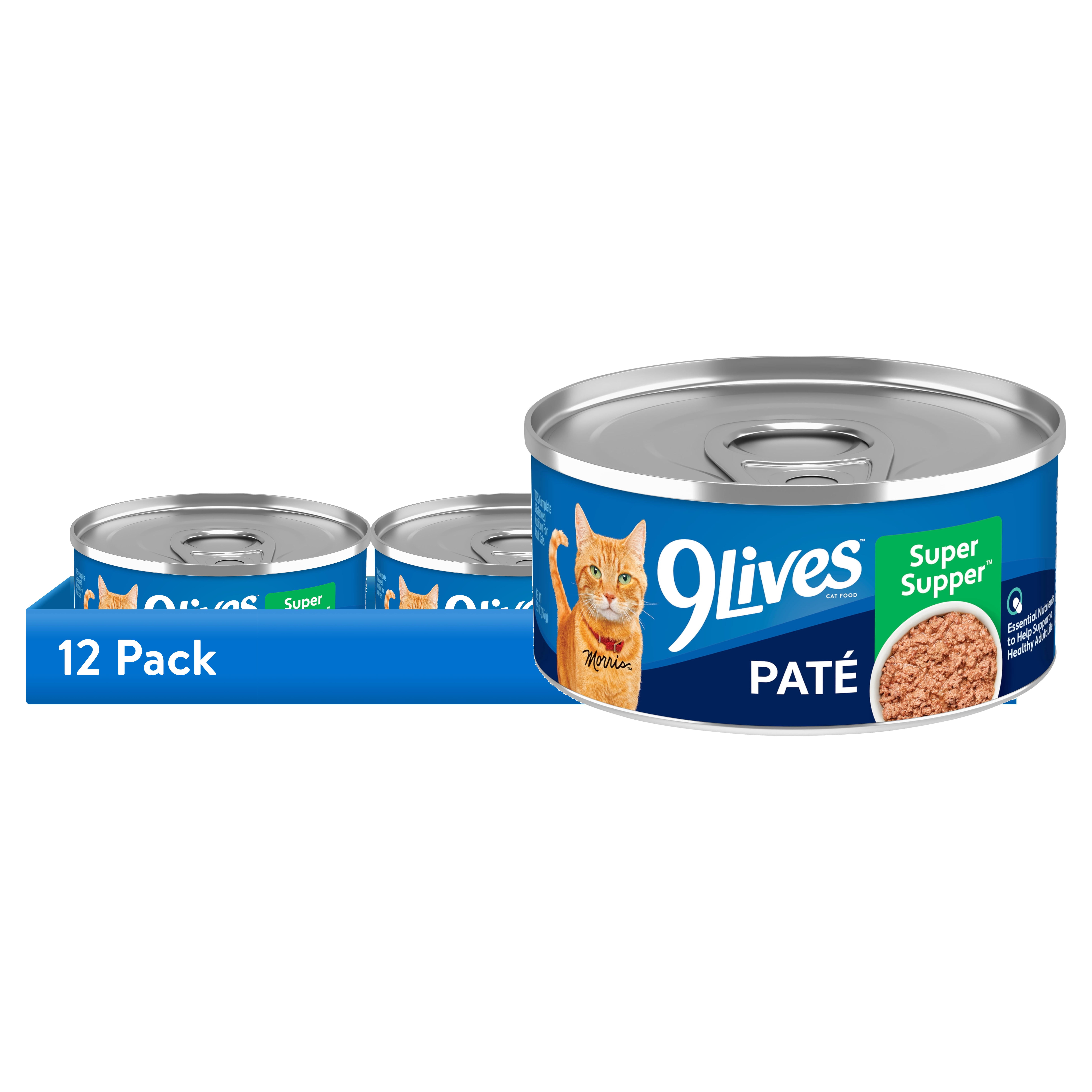 (12 pack) 9Lives Super Supper Paté Wet Cat Food with Real Fish and Chicken, 5.5 oz Can