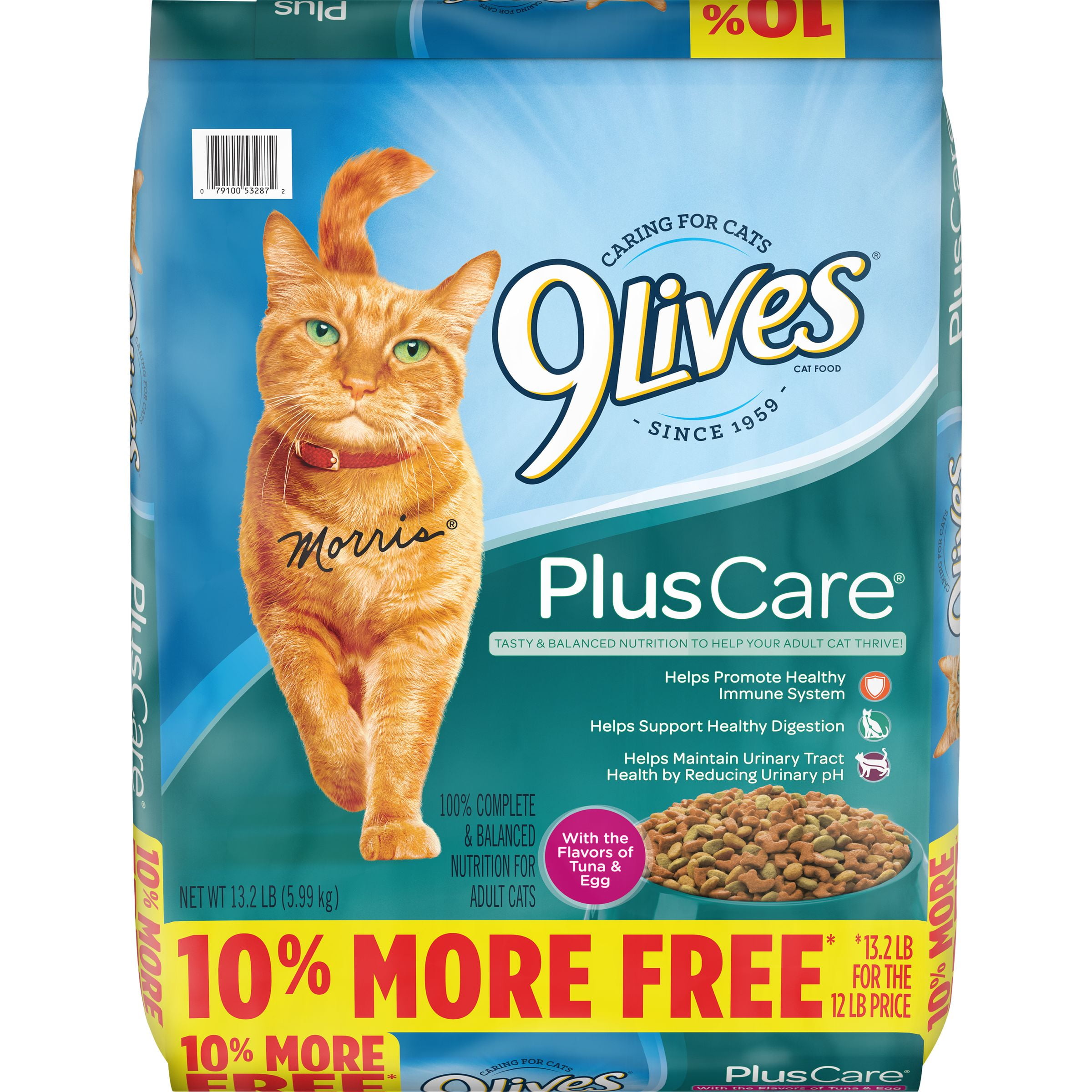 9 Lives Plus Care Cat Food, with the Flavors of Tuna & Egg - 13.2 lb