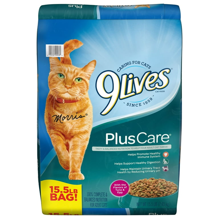 9Lives Plus Care Dry Cat Food With Tuna Egg Flavors 15.5 lb Bag