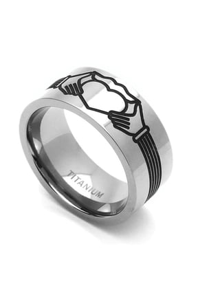 9MM Comfort Fit Titanium Wedding Band Claddagh Design Engraved Flat Ring (Size 7 to 14)