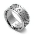 thumbnail image 1 of 9MM Comfort Fit Titanium Wedding Band Herringbone Patterned Flat Ring (Size 8 to 10.5), 1 of 2