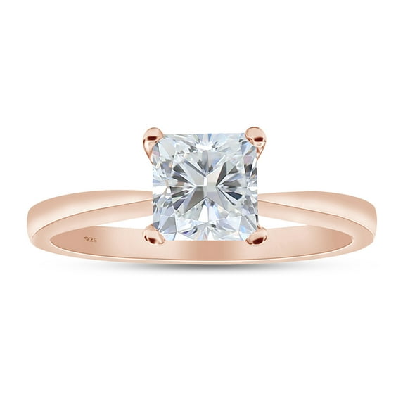 AFFY 3.50 Carat 9MM Princess Moissanite Diamond Solitaire Ring for Women 14K Rose Gold over Silver-7