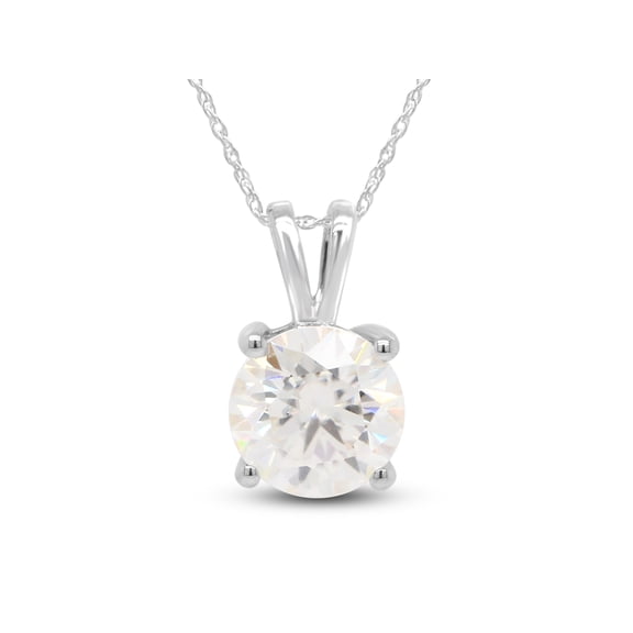 9MM Round Cut Lab Created Moissanite Diamond Solitaire Pendant Necklace In 14K White Gold Over Sterling Silver 18" Chain(G-H Color,VVS1 Clarity,2.50 Cttw)