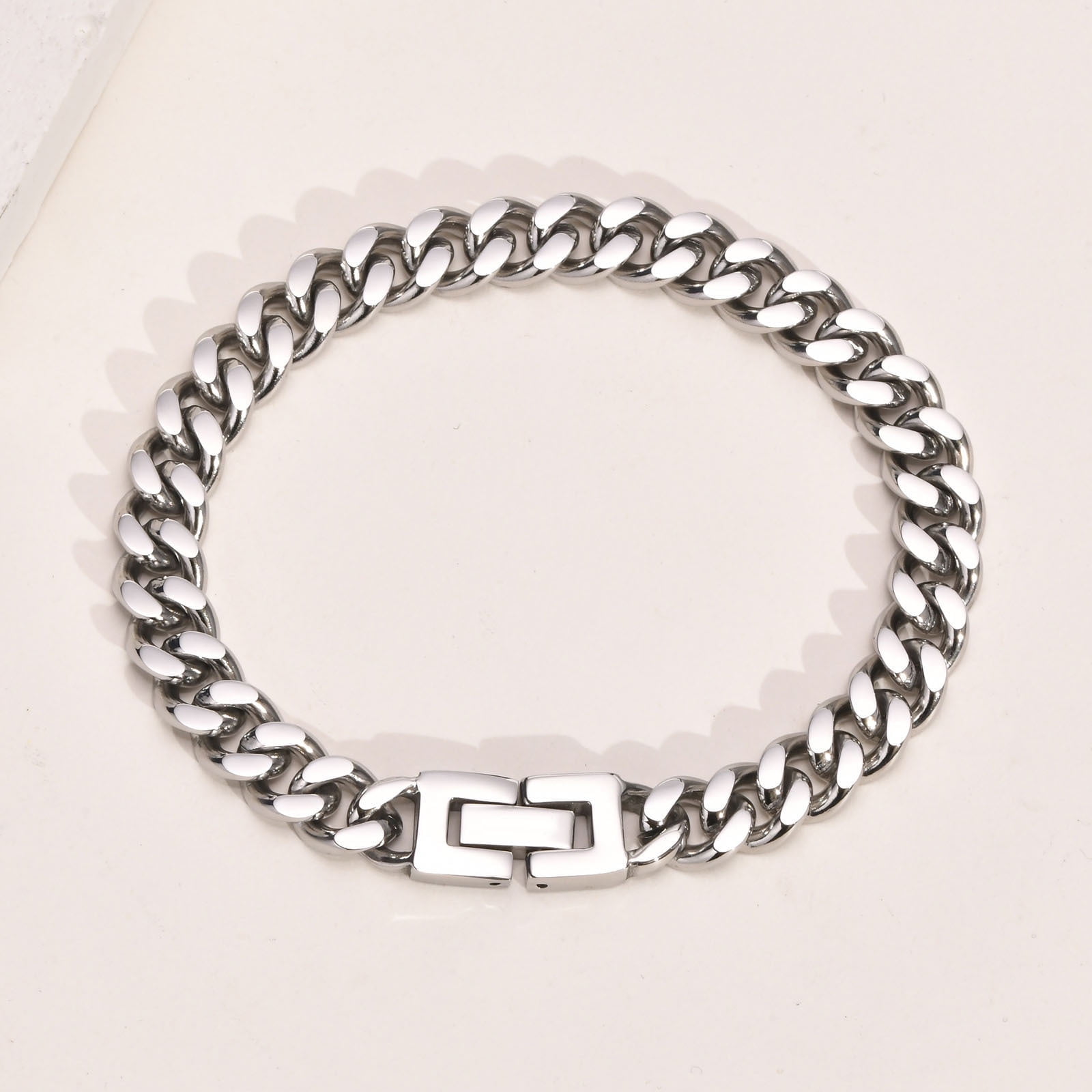 9MM Wide Cuban Chain Bracelets for Men, Waterproof 14K White Gold Links Wristband, pulseira masculina