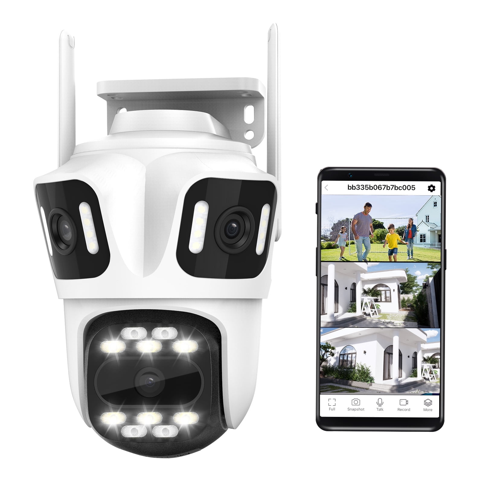 9MP Triple Lens Wireless Outdoor Security Camera, 360° Pan Tilt, Auto ...