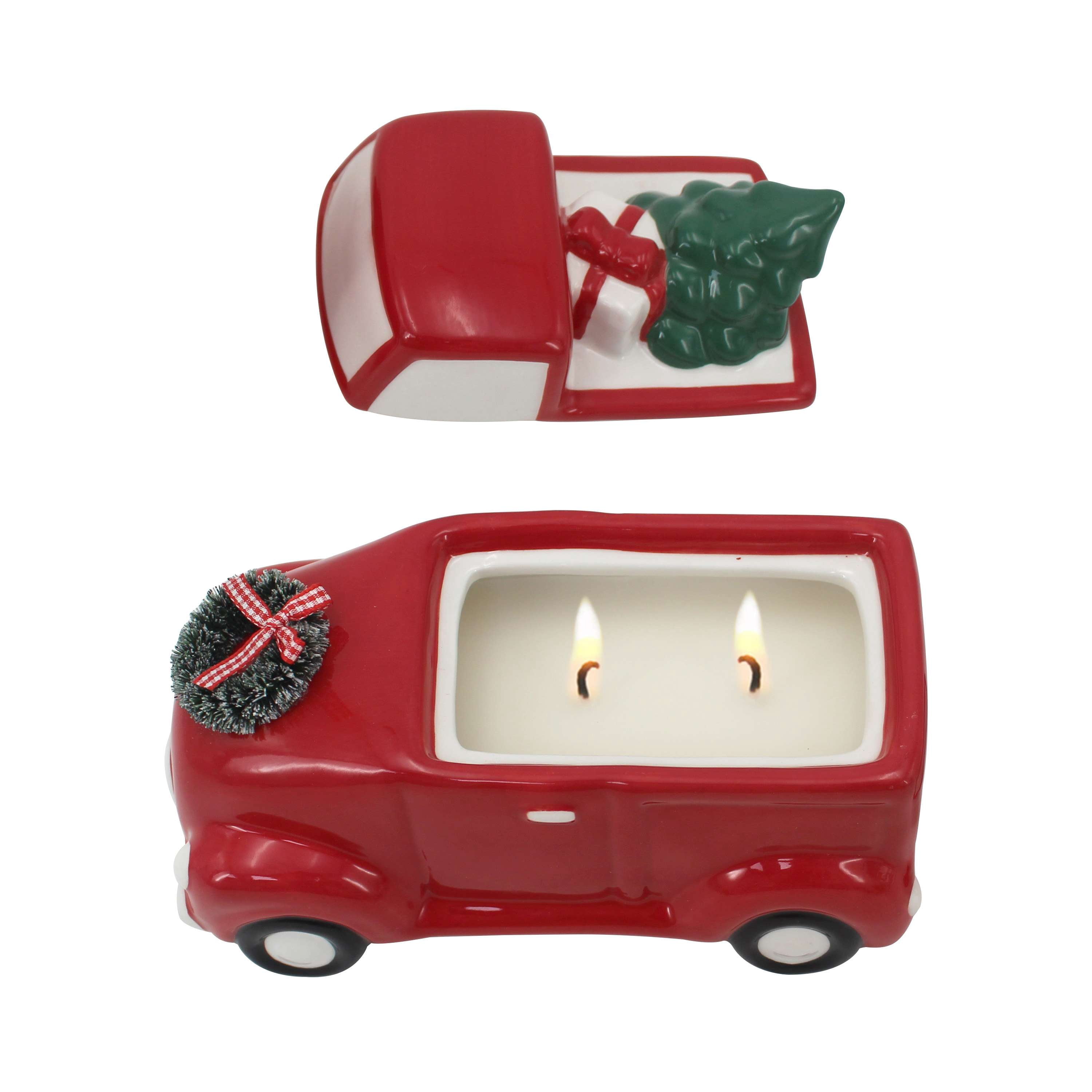 Mainstays 2-Wicks Truck Ceramic Scented Jar Candle, Country Holiday, 9oz