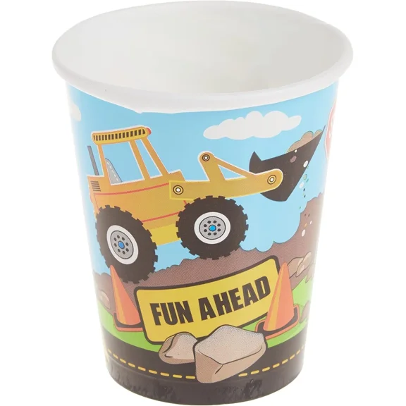 9Oz Construction Truck Birthday Party Cups, 8Ct,Party Tableware & Serveware